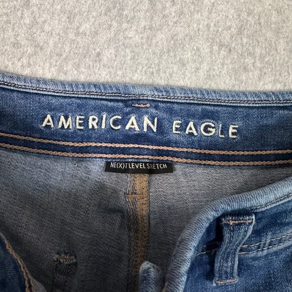 American Eagle Denim Shorts Blue Womens Size 12 Super Hi-Rise Shortie Button Fly - Picture 4 of 8